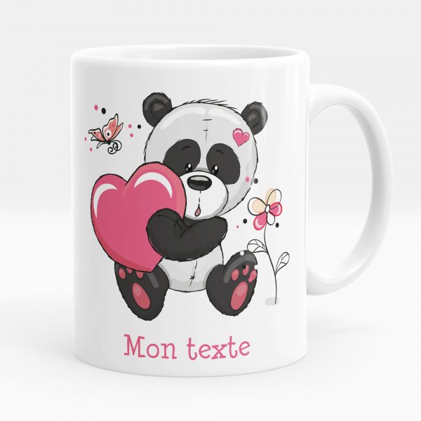 Mug personnalisable pour enfant avec motif ourson avec coeur de couleur blanc