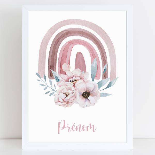 Affiche / Poster Prénom - Arc-en-ciel fleur