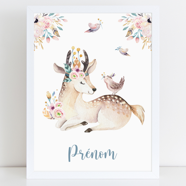 Affiche / Poster Prénom - Biche