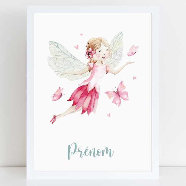 Affiche / Poster Prénom - Fée papillons