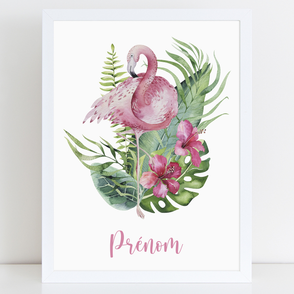 Affiche / Poster Prénom - Flamant rose