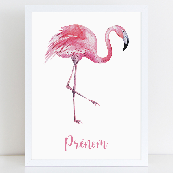 Affiche / Poster Prénom - Flamant rose