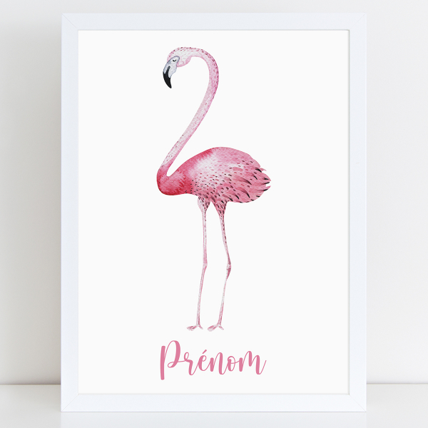 Affiche / Poster Prénom - Flamant rose