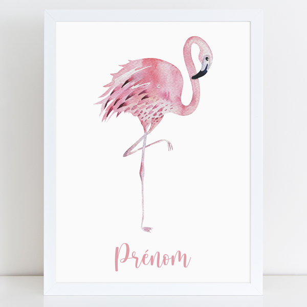 Affiche / Poster Prénom - Flamant rose