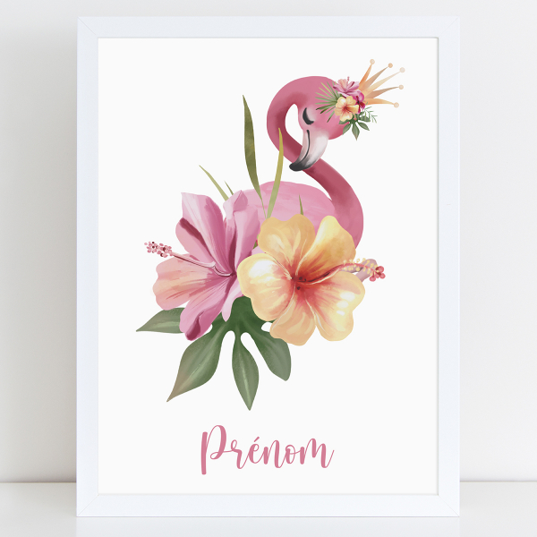 Affiche / Poster Prénom - Flamant rose
