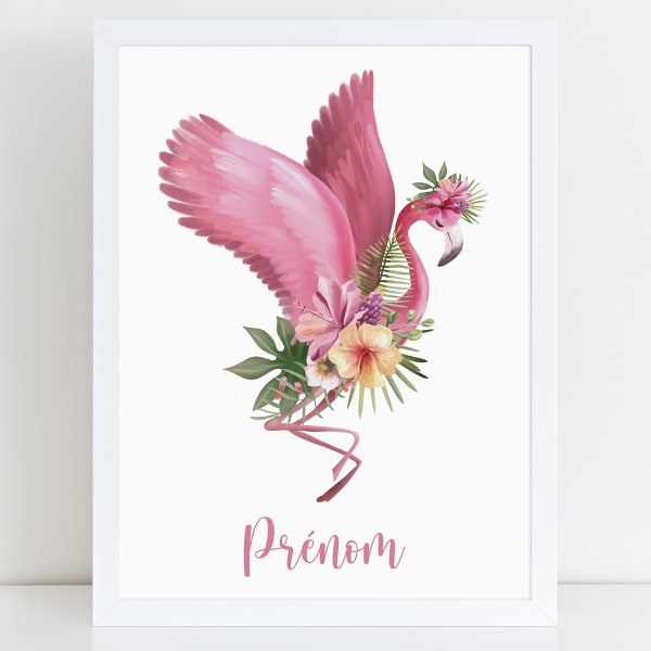 Affiche / Poster Prénom - Flamant rose