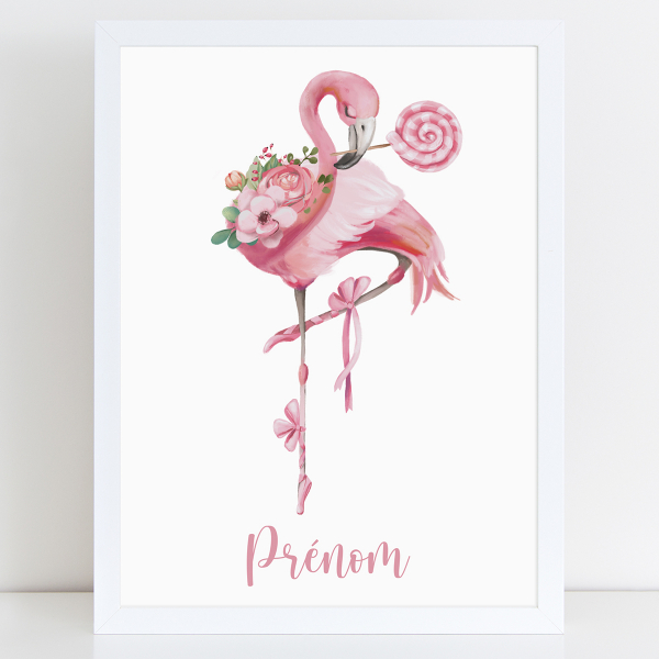 Affiche / Poster Prénom - Flamant rose