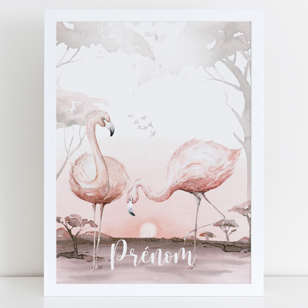 Affiche / Poster Prénom - Flamants roses