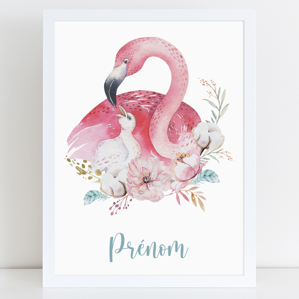 Affiche / Poster Prénom - Flamants roses