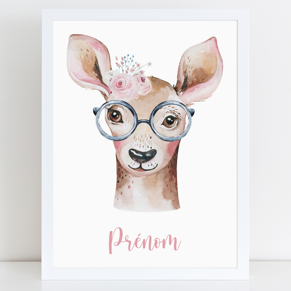 Affiche / Poster Prénom - Girafe Lunettes