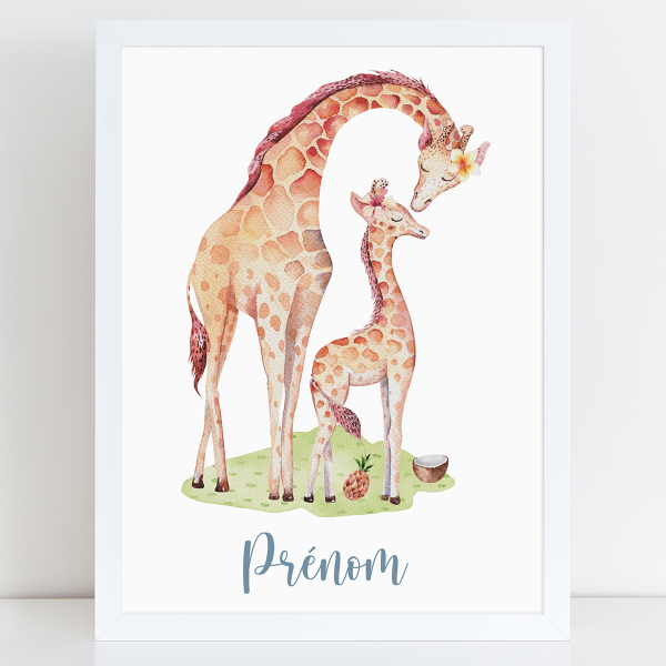 Affiche / Poster Prénom - Girafes