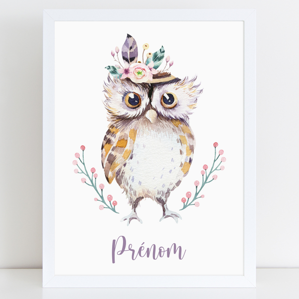 Affiche / Poster Prénom - Hibou