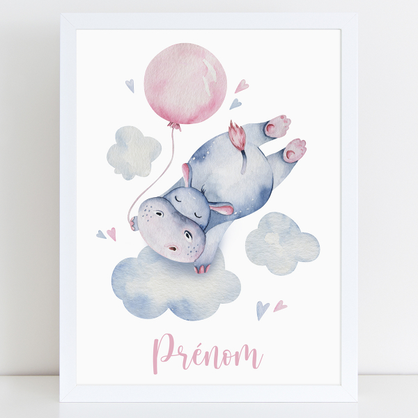 Affiche / Poster Prénom - Hippopotame