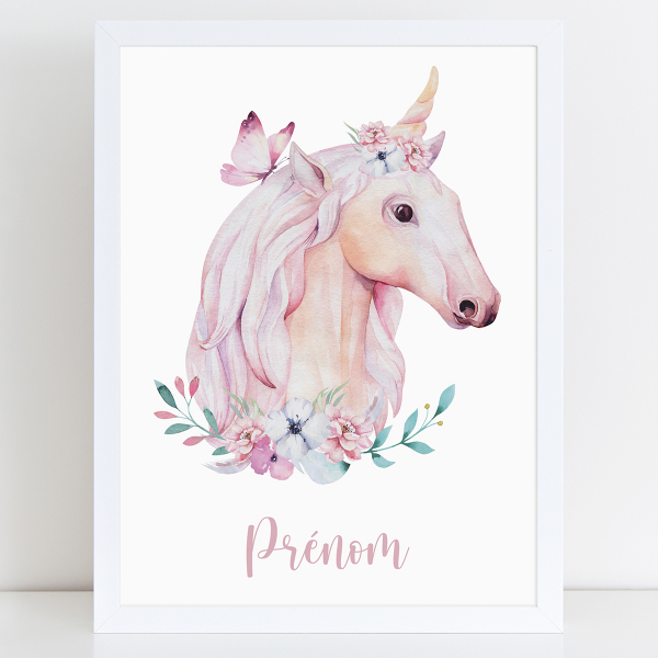Affiche / Poster Prénom - Licorne
