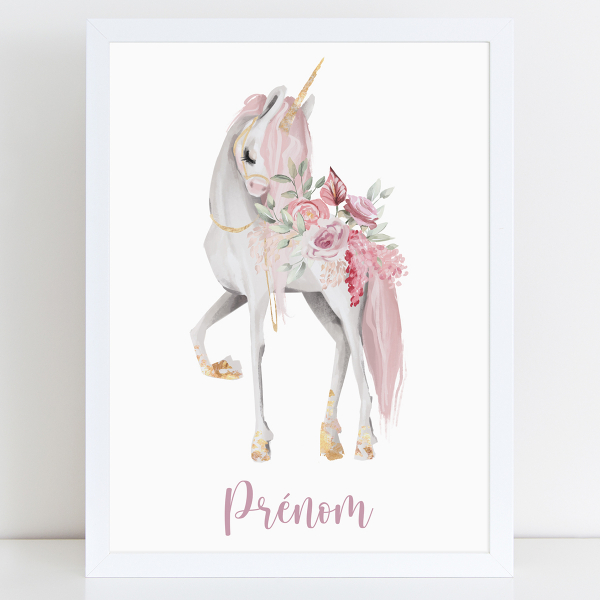 Affiche / Poster Prénom - Licorne