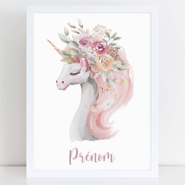 Affiche / Poster Prénom - Licorne