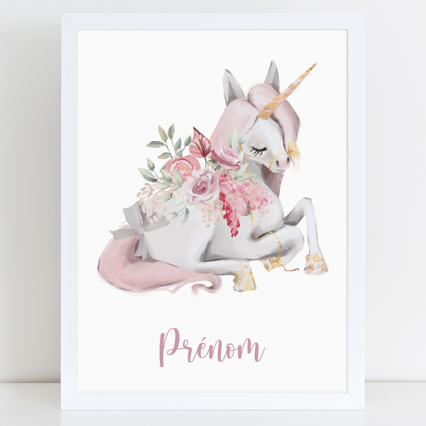 Affiche / Poster Prénom - Licorne