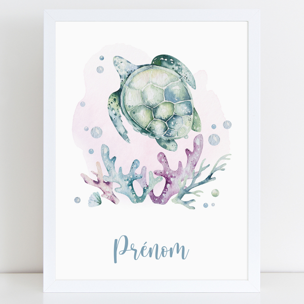 Affiche / Poster Prénom - Océan tortue