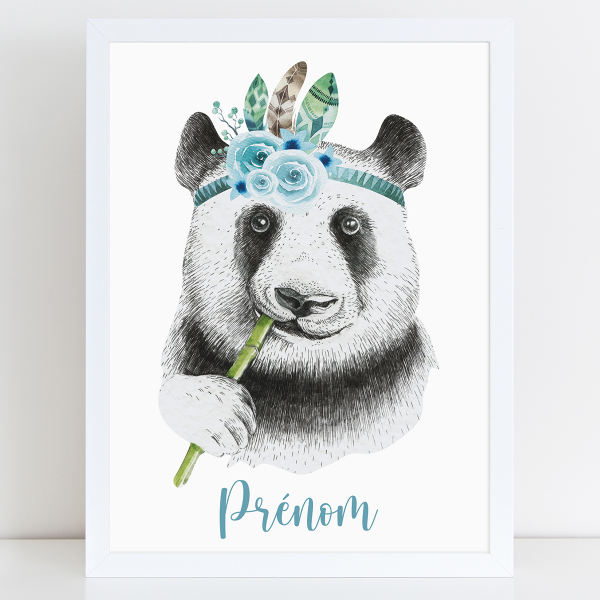 Affiche / Poster Prénom - Panda bleu