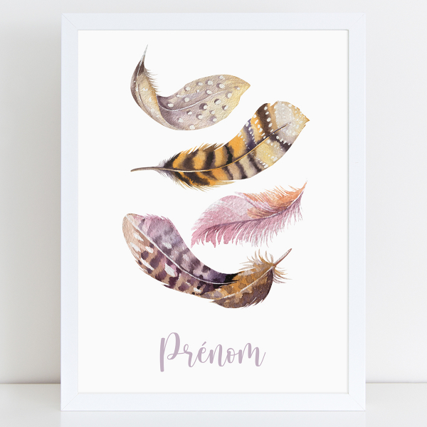 Affiche / Poster Prénom - Plumes