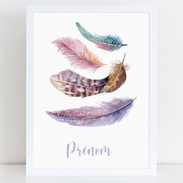Affiche / Poster Prénom - Plumes