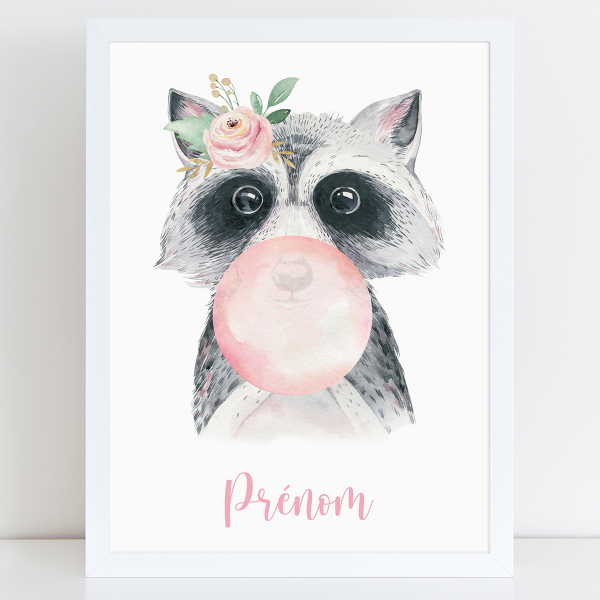 Affiche / Poster Prénom - Raton laveur