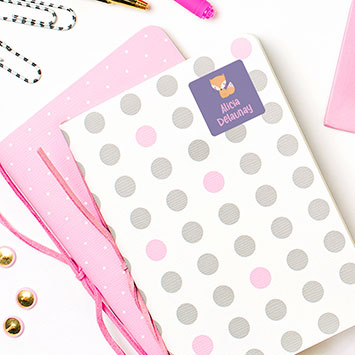 Autocollants carrés 2 lignes