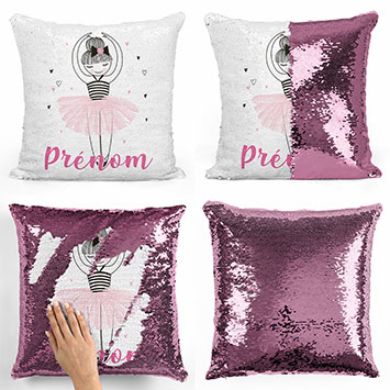 Coussin sequin magique personnalisé - Danseuse coeurs