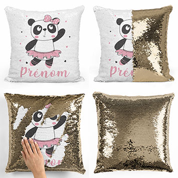 Coussin sequin magique personnalisé - Danseuse panda