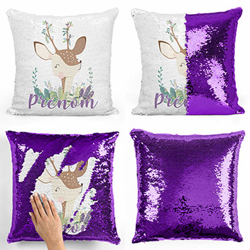 Coussin sequin magique personnalisé - Faon