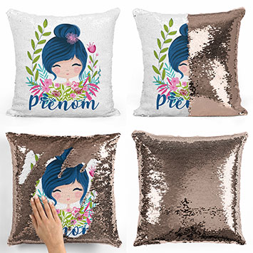 Coussin sequin magique personnalisé - Petite fille