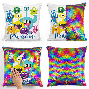 Coussin sequin magique personnalisé - Petits monstres