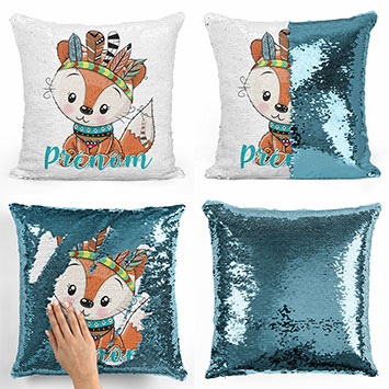 Coussin sequin magique personnalisé - Renard indien