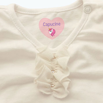 Étiquettes thermocollantes vêtements coeurs