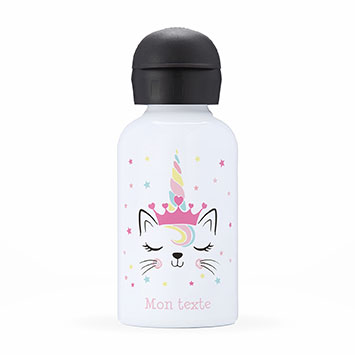 Gourde isotherme personnalisée enfant - Chat licorne