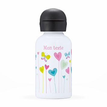 Gourde isotherme personnalisée enfant - Fleurs coeurs