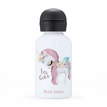 Gourde isotherme personnalisée enfant - Licorne be the queen