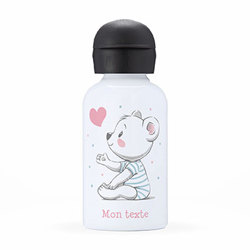 Gourde isotherme personnalisée enfant - Ourson coeur
