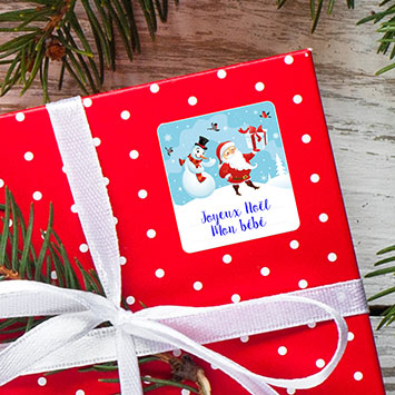 Lot de 6 étiquettes autocollantes Noël