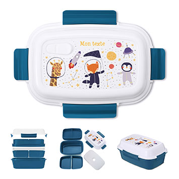 Lunch box bento isotherme personnalisée enfant - Animaux astronautes