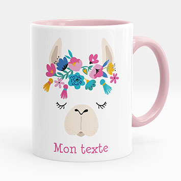 Mug - Tasse personnalisée - Lama fleurs