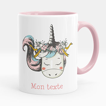 Mug - Tasse personnalisée - Licorne fleurs