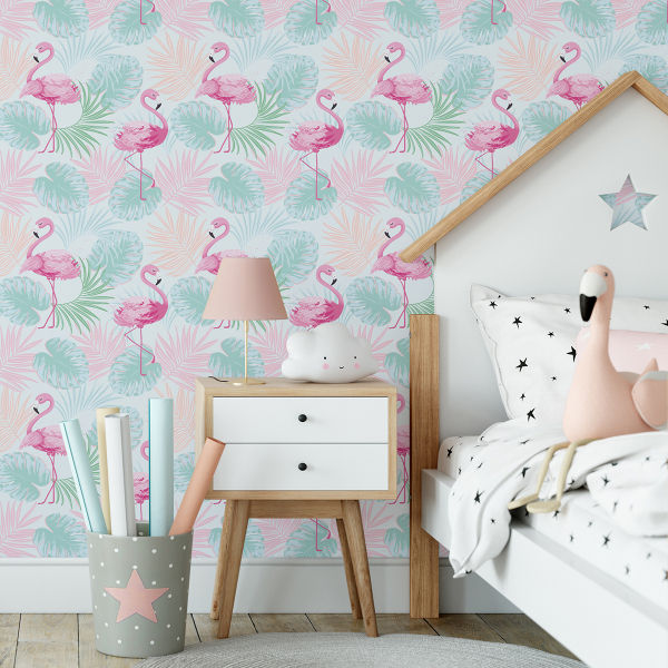 Papier peint intissé - Flamants roses