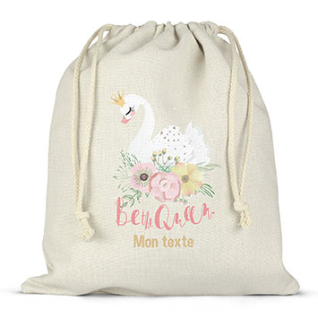 Sac lunch box à ficelles personnalisé - Cygne Be the Queen