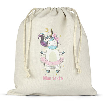 Sac lunch box à ficelles personnalisé - Danseuse licorne