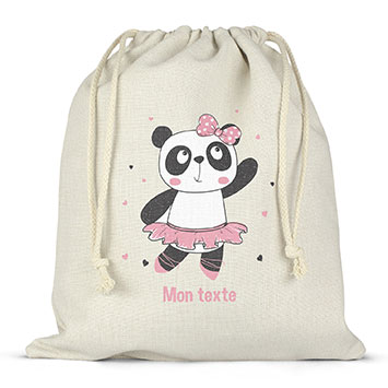 Sac lunch box à ficelles personnalisé - Danseuse panda