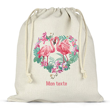 Sac lunch box à ficelles personnalisé - Flamants roses
