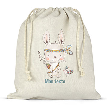 Sac lunch box à ficelles personnalisé - Lapin indien