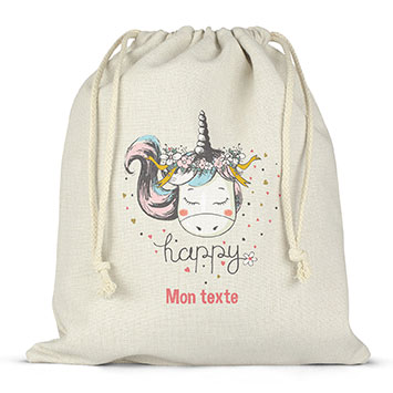 Sac lunch box à ficelles personnalisé - Licorne