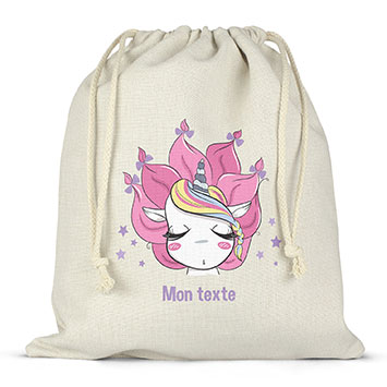 Sac lunch box à ficelles personnalisé - Licorne étoiles